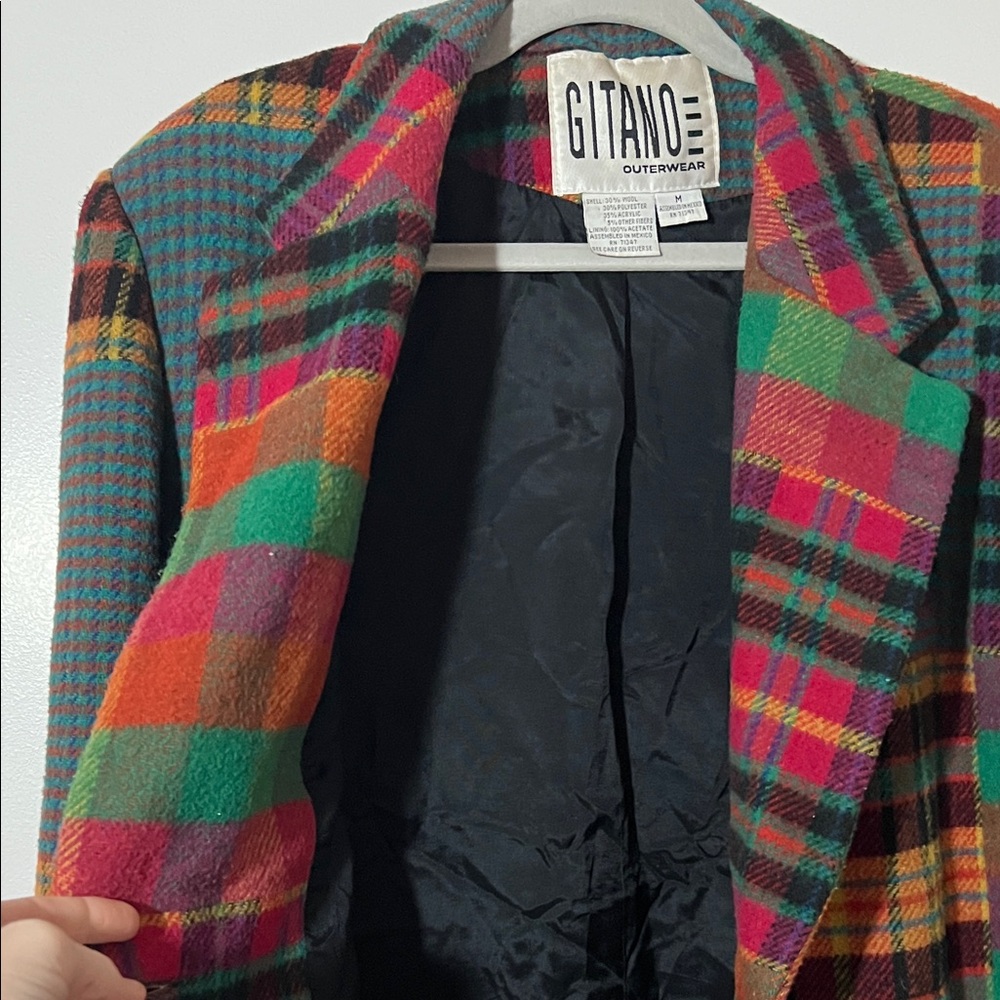 Gitano Multicolor Wool-Blend Plaid Patchwork Blazer - Picture 5 of 6